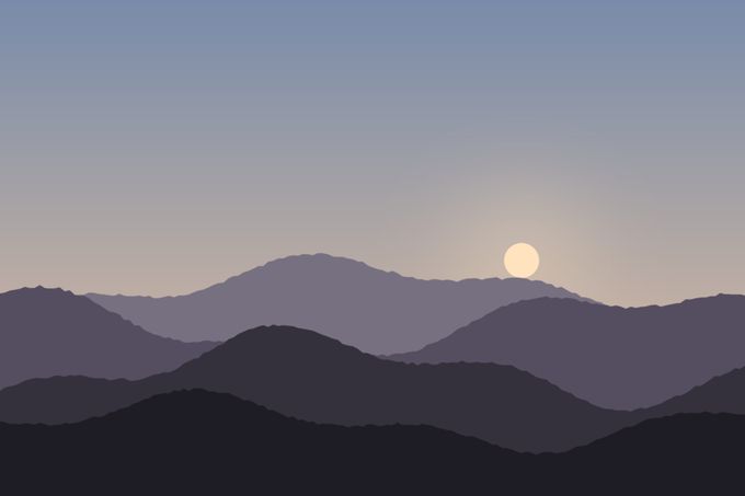 A hazy ridge line at dusk